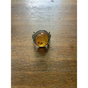 Vintage USSR Baltic Amber Ring Honey 1980s .1oz Size 6
